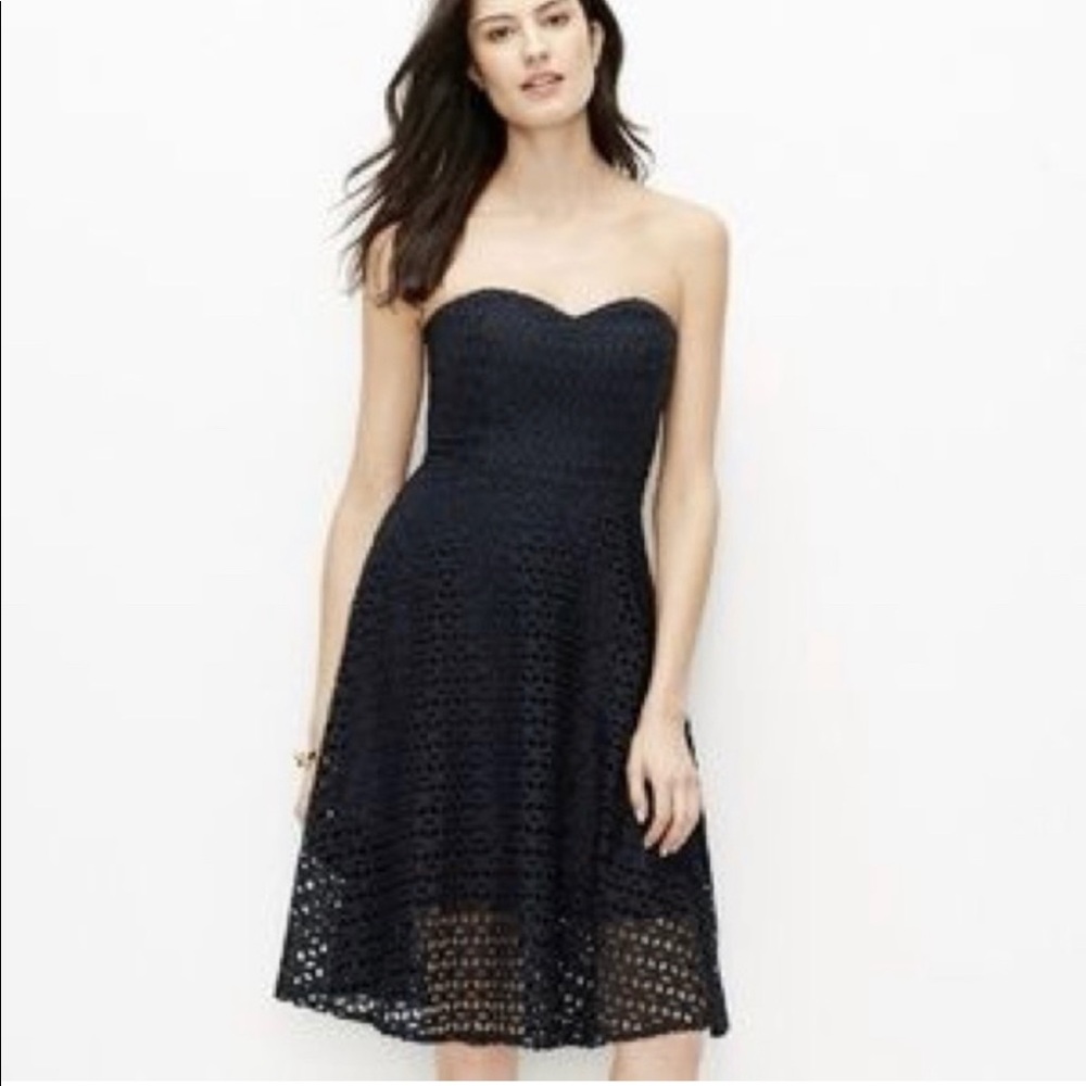 Ann Taylor Navy Eyelet Dress